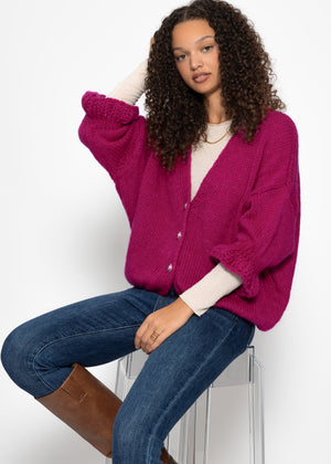 Cardigan mit 3/4-Ärmeln - fuchsia