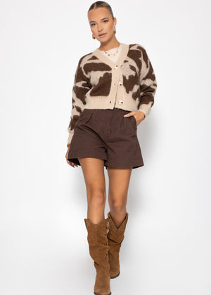 Cardigan mit Animal-Print - braun