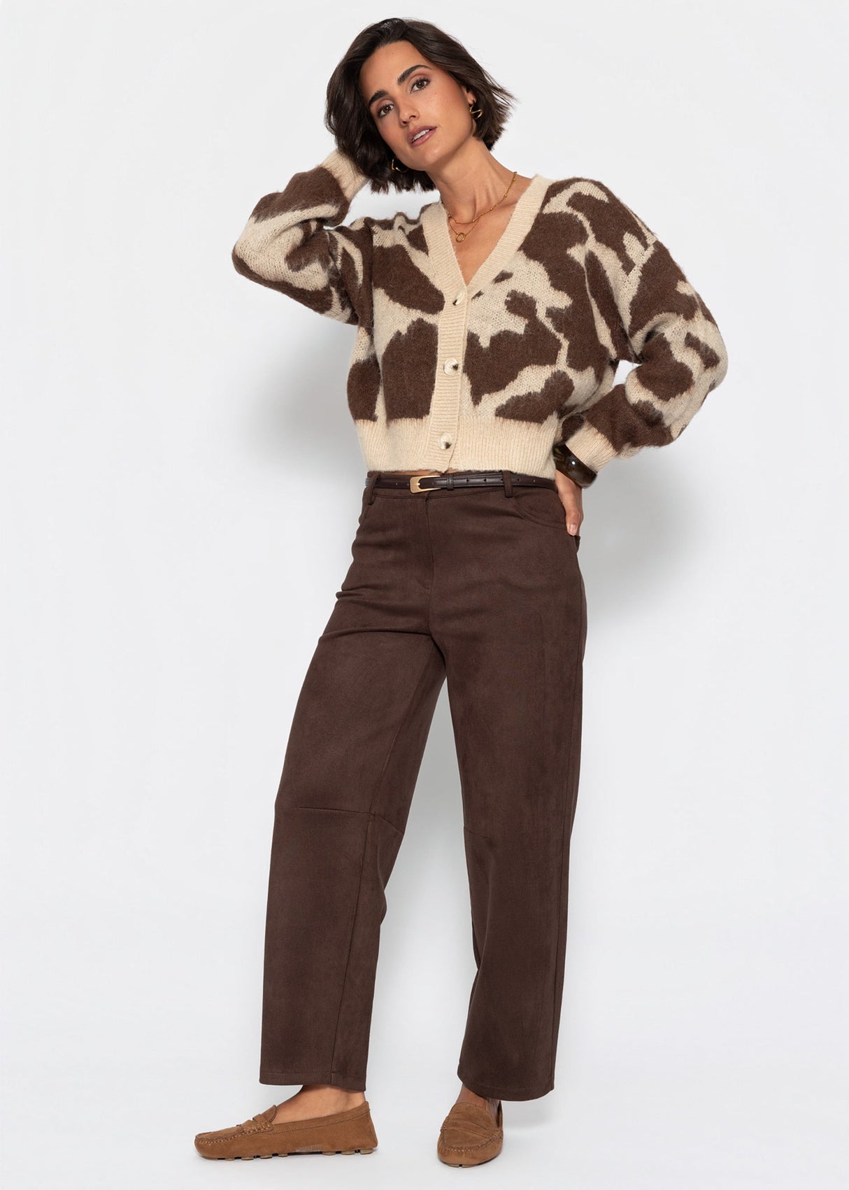 Cardigan mit Animal-Print - braun
