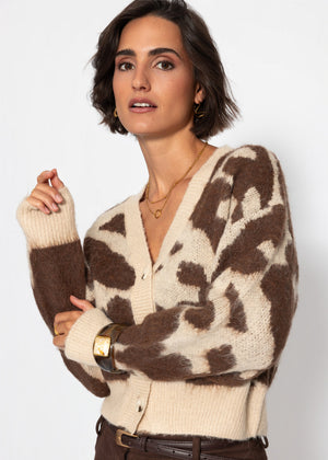 Cardigan mit Animal-Print - braun