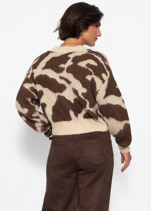 Cardigan mit Animal-Print - braun