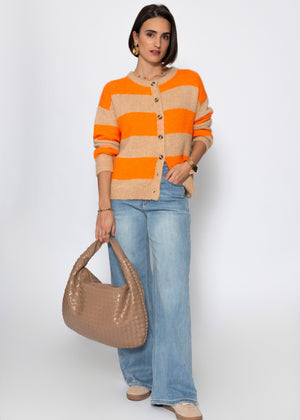 Cardigan with block stripes - orange