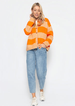 Cardigan with block stripes - orange