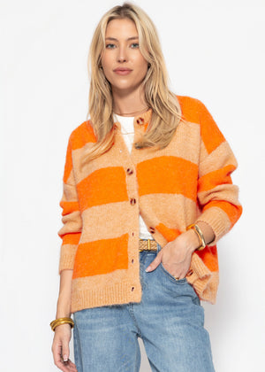 Cardigan with block stripes - orange
