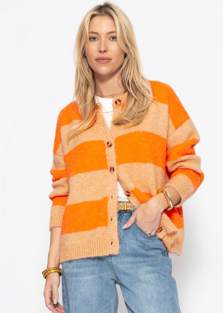 Cardigan mit Blockstreifen - orange von SASSYCLASSY