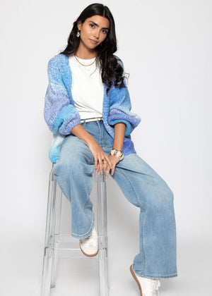 Open cardigan with color gradient - blue