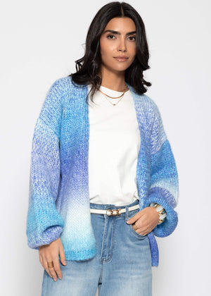 Open cardigan with color gradient - blue