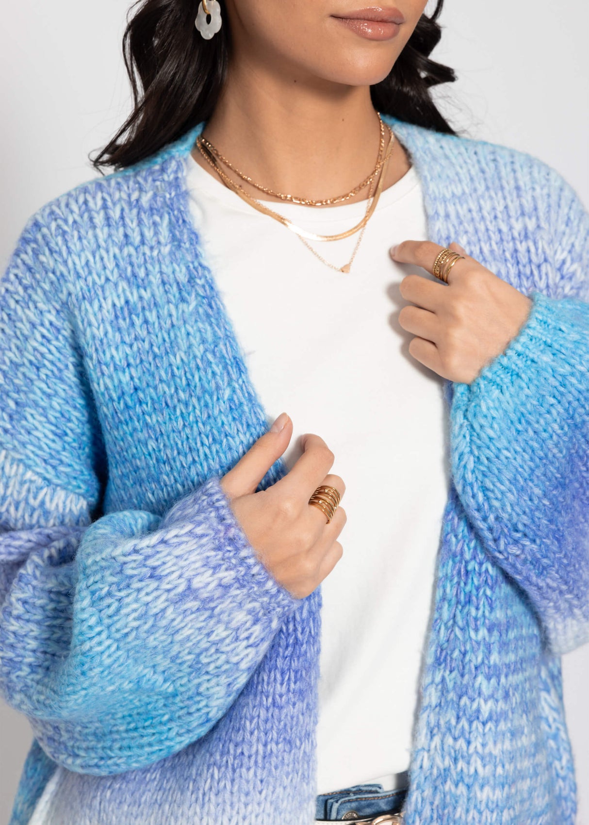 Open cardigan with color gradient - blue