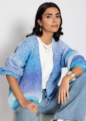 Open cardigan with color gradient - blue