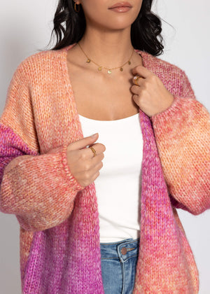 Offener Cardigan mit Farbverlauf - pink