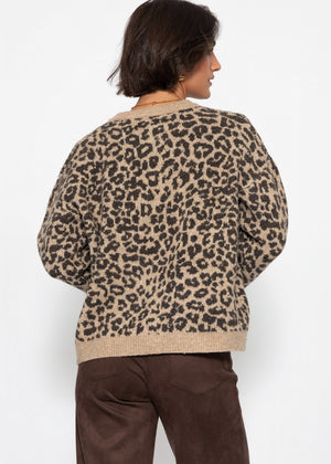 Cardigan mit Leo-Muster - beige