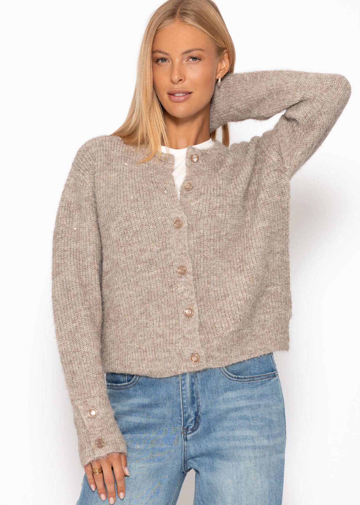 Sequin cardigan - taupe
