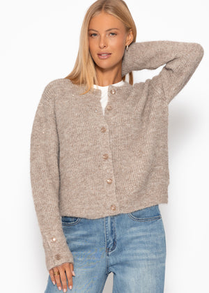 Sequin cardigan - taupe