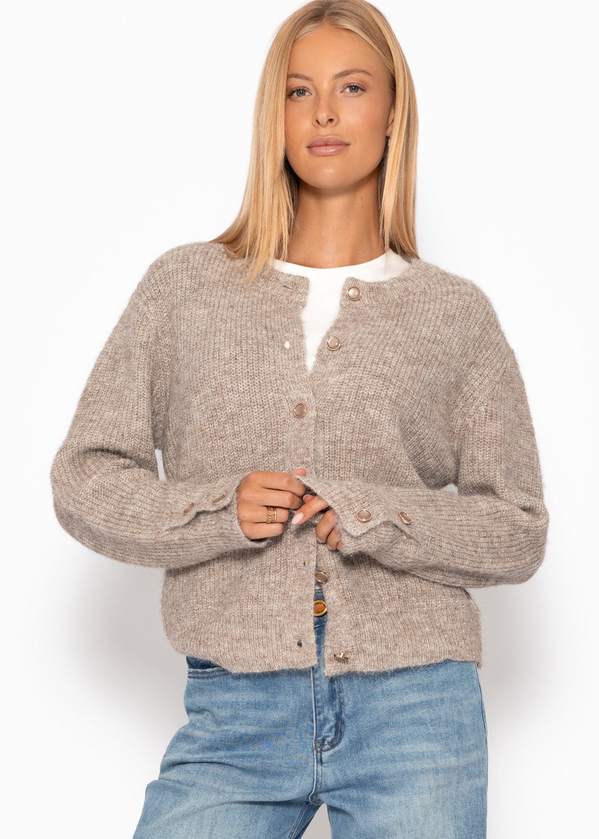 Sequin cardigan - taupe