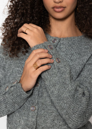 Cardigan mit Pailletten und Lurex - grau