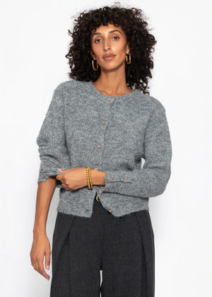 Cardigan with sequins and lurex - gray
