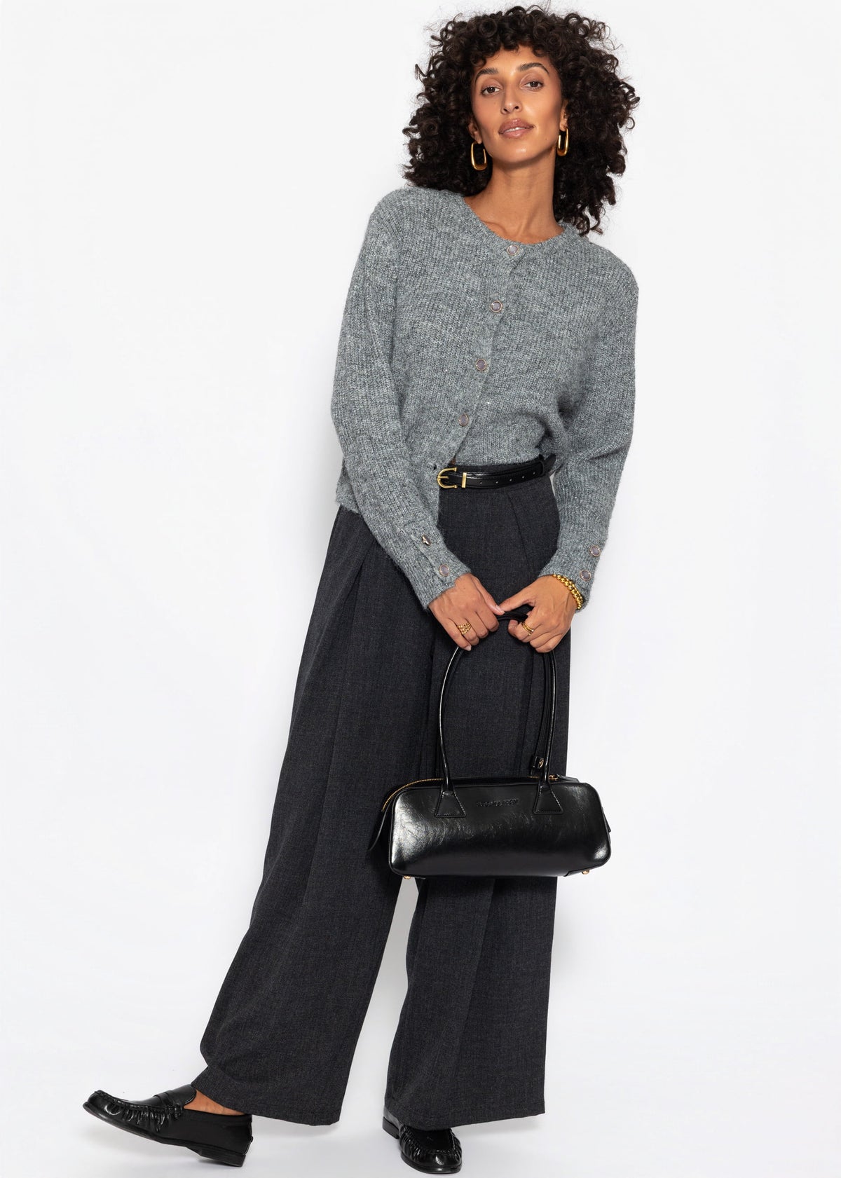 Cardigan with sequins and lurex - gray
