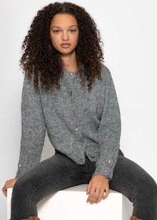Cardigan mit Pailletten und Lurex - grau