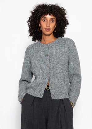Cardigan with sequins and lurex - gray