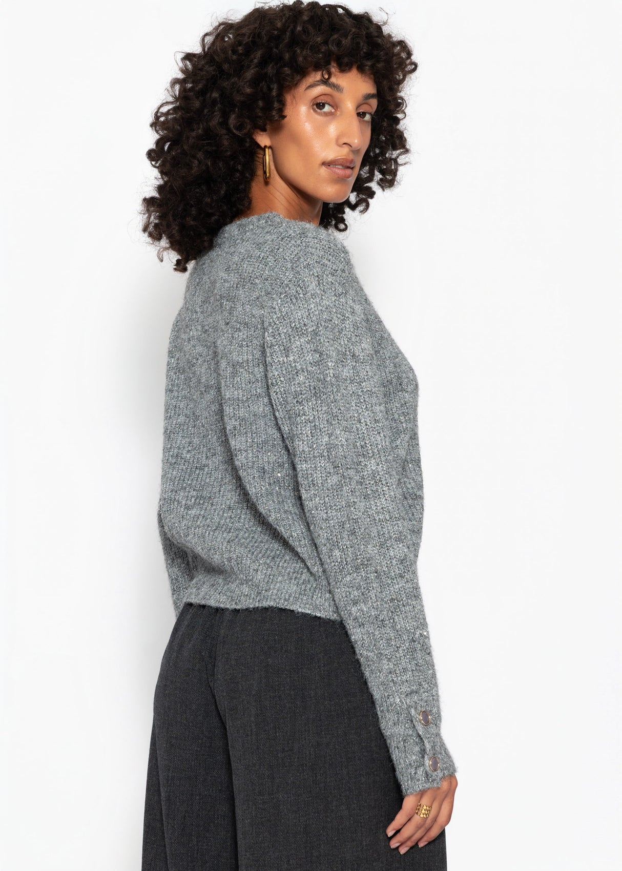 Cardigan with sequins and lurex - gray
