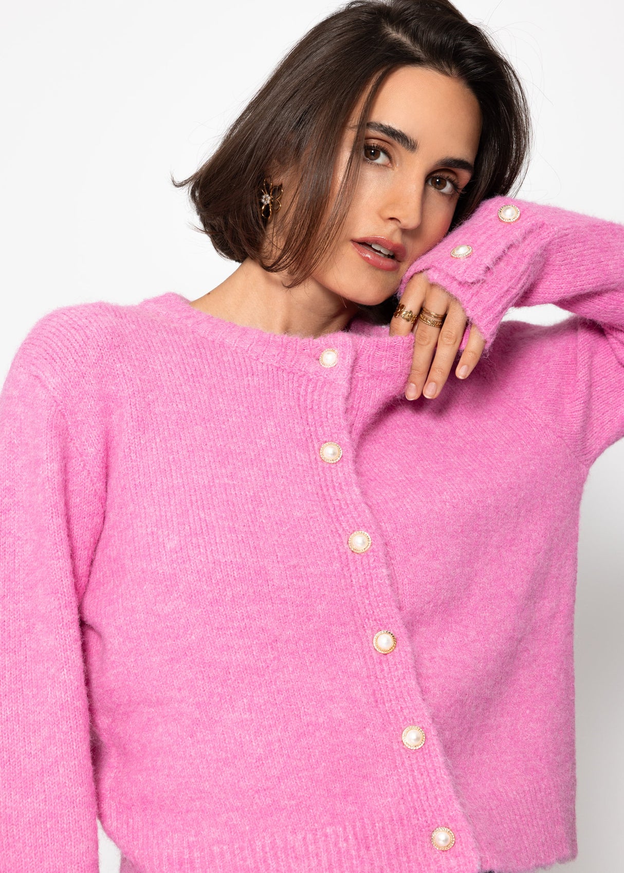 Cardigan with pearl buttons - pink