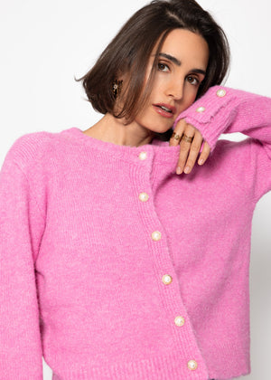Cardigan with pearl buttons - pink
