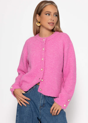 Cardigan with pearl buttons - pink