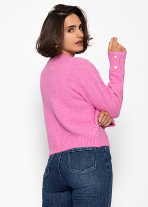 Cardigan with pearl buttons - pink