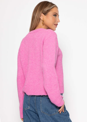 Cardigan with pearl buttons - pink