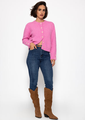 Cardigan with pearl buttons - pink