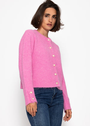 Cardigan with pearl buttons - pink