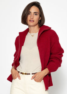 Cardigan mit Reißverschluss - burgundy