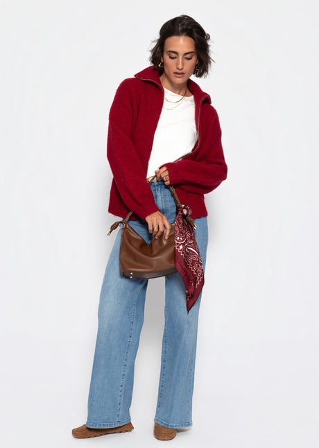 Cardigan mit Reißverschluss - burgundy