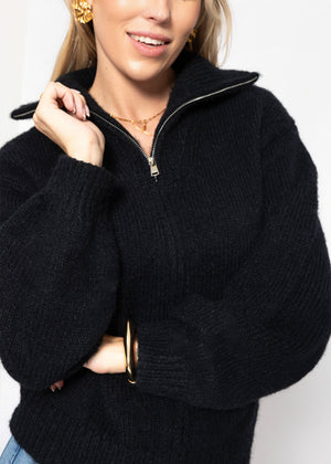 Cardigan mit Reißverschluss - schwarz