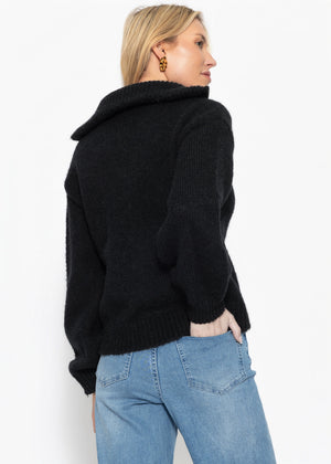 Cardigan mit Reißverschluss - schwarz