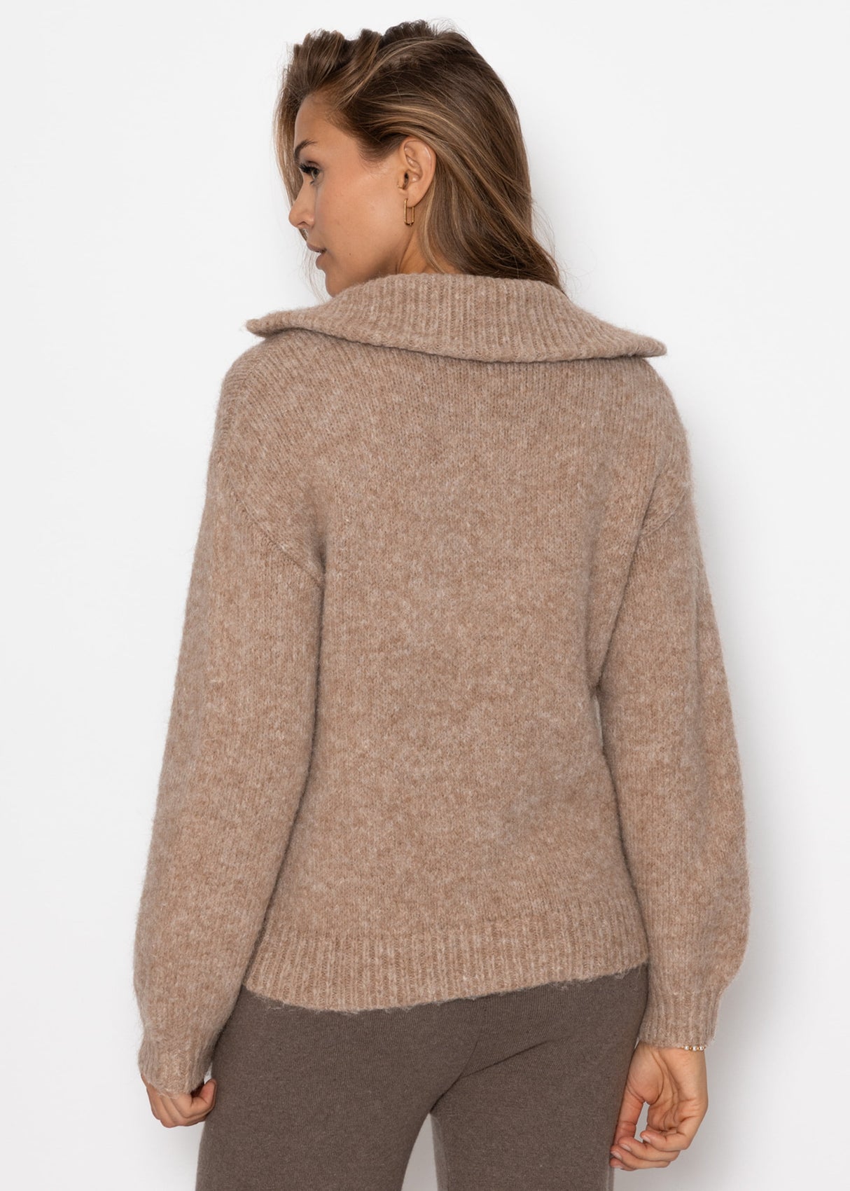 Cardigan with zipper - taupe