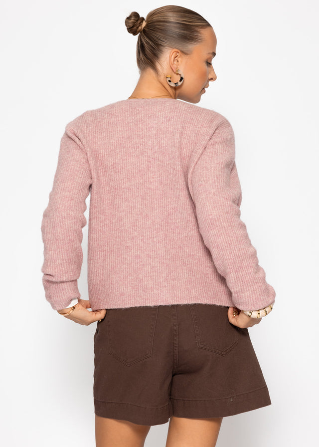 Cardigan mit Rippstruktur - altrosa