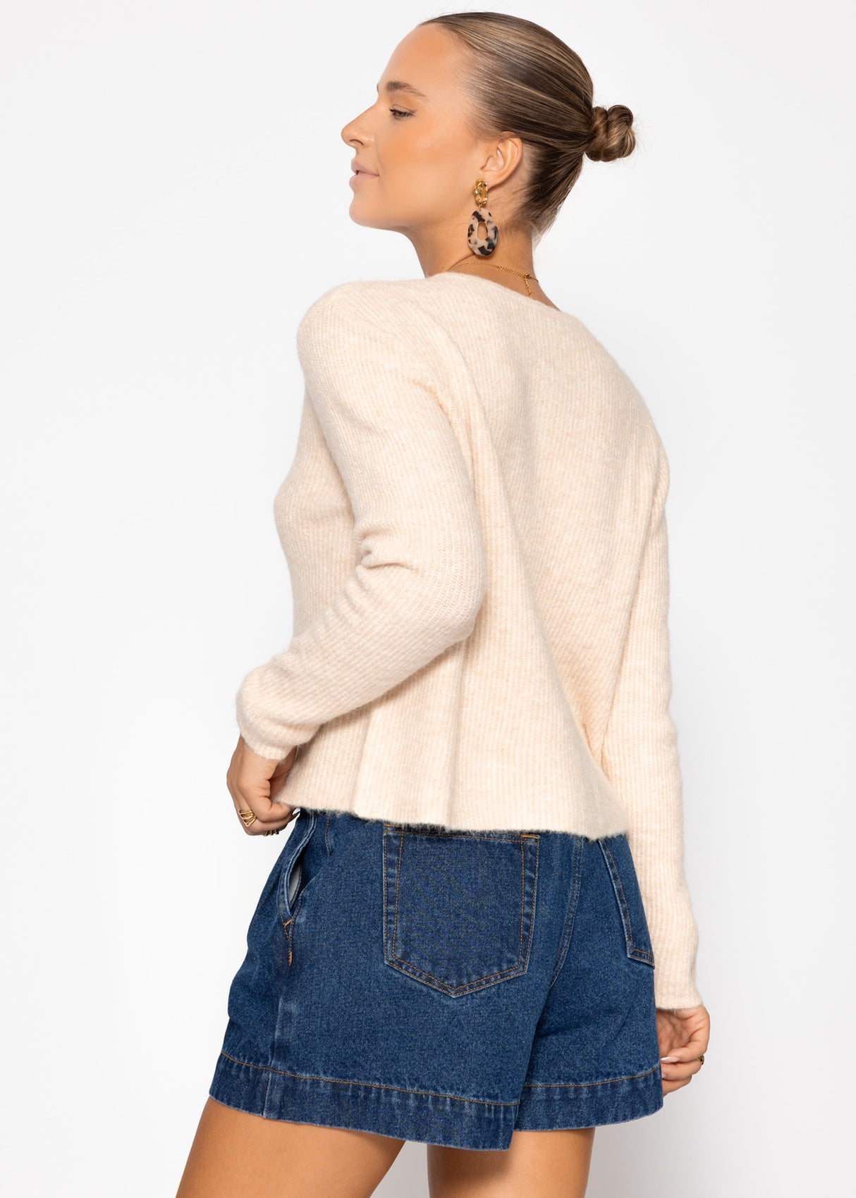 Cardigan mit Rippstruktur - beige
