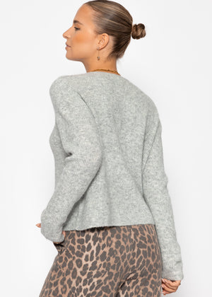 Cardigan with rib structure - light gray