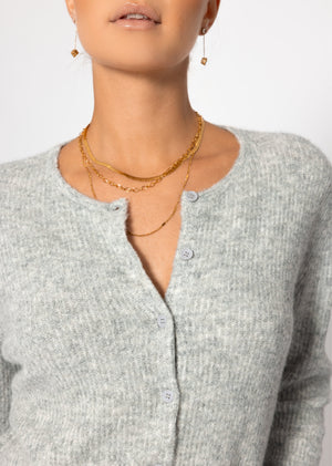 Cardigan with rib structure - light gray