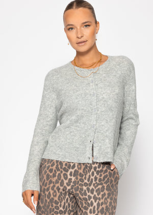 Cardigan with rib structure - light gray