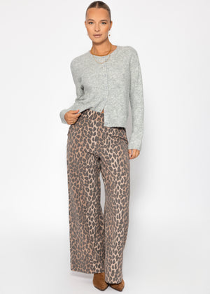 Cardigan with rib structure - light gray