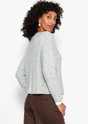 Cardigan mit Rippstruktur - hellgrau