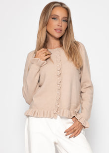 Cardigan with ruffles - beige