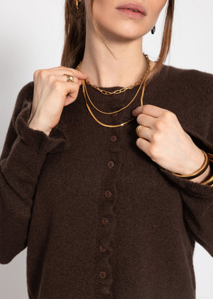 Cardigan with ruffles - dark brown