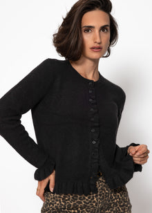 Cardigan with ruffles - black