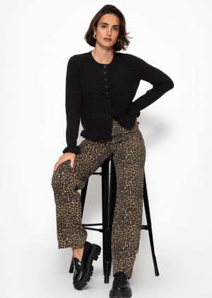 Cardigan with ruffles - black