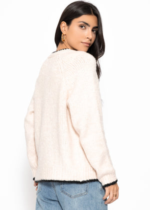 Cardigan with bow closure - beige