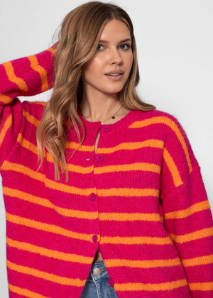 Striped cardigan - orange-pink