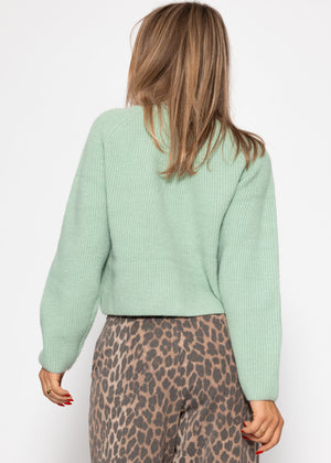 Cardigan with V -neck - sage green
